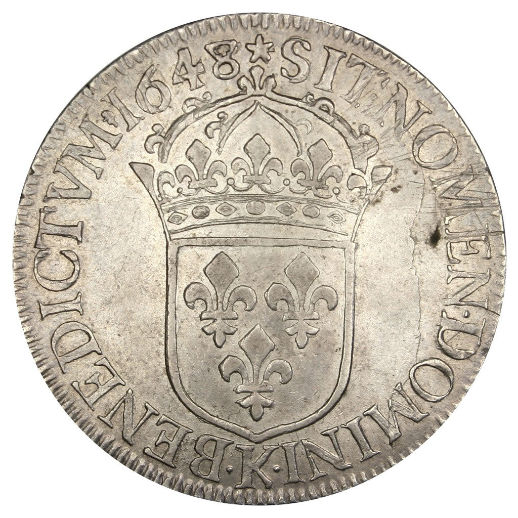 Coin, France, Louis XIV, Écu à la mèche longue, Ecu, 1648, Paris, AU(50-53)