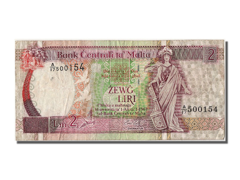Malta, 2 Liri, 1994, KM #45c, AU(50-53), A/17 500154