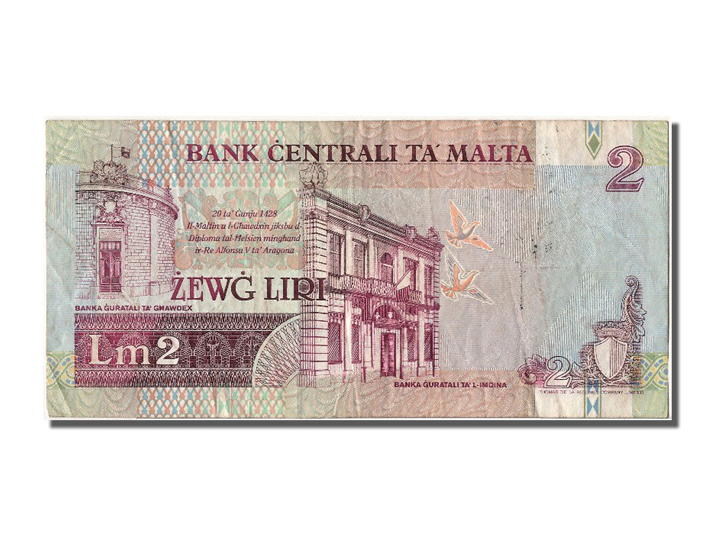 Malta, 2 Liri, 1994, KM #45c, AU(50-53), A/17 500154