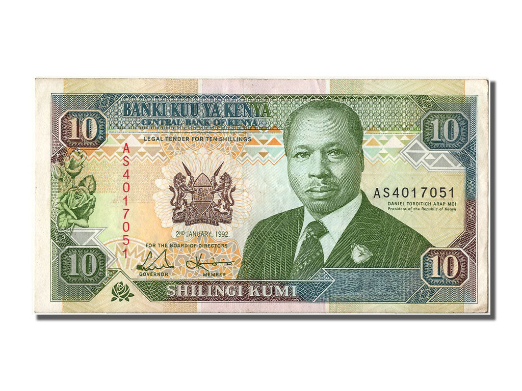 Banknote, Kenya, 10 Shillings, 1992, 1992-01-02, AU(50-53)