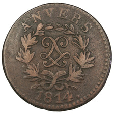 FRANCE, 5 Centimes, 1814, Anvers, VF(20-25), Bronze, Gadoury #131b1, 12.98