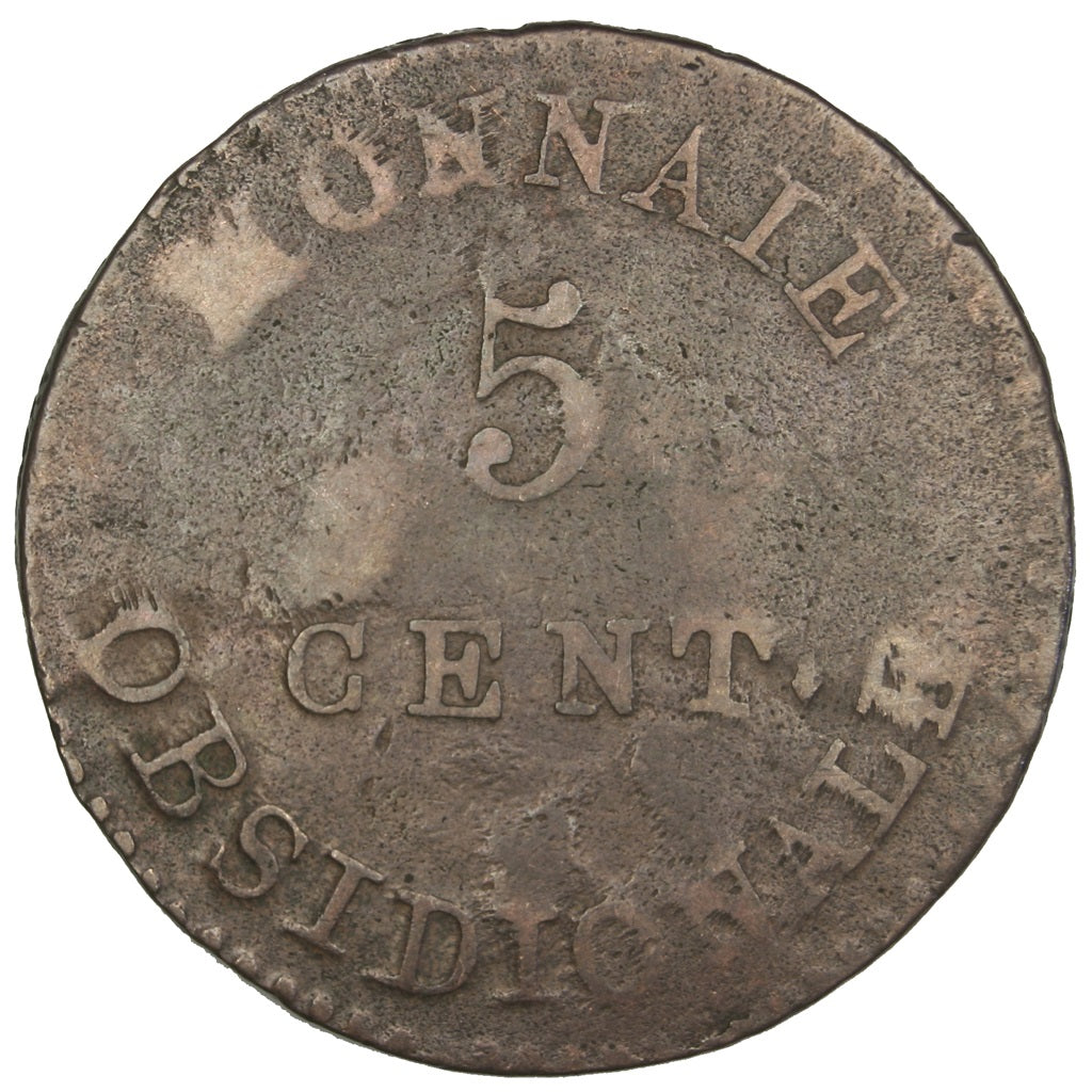 FRANCE, 5 Centimes, 1814, Anvers, VF(20-25), Bronze, Gadoury #131b1, 12.98