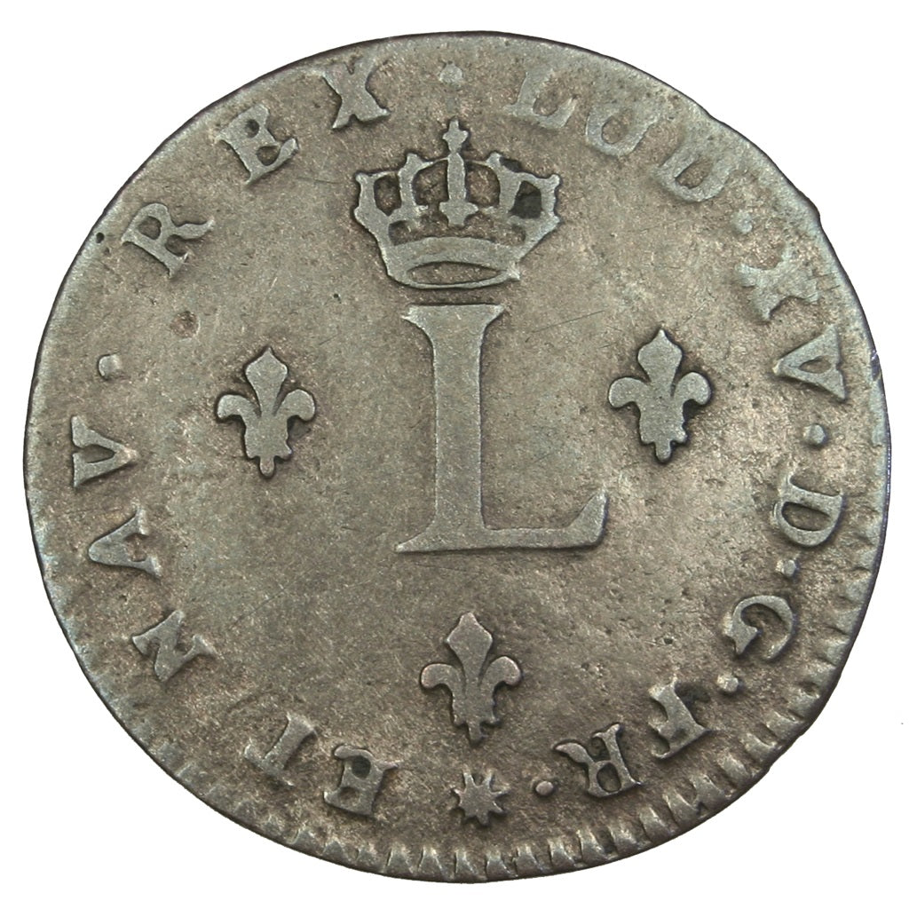 FRANCE, Double sol (2 sous) en billon, 2 Sols, 1739, Lyon, KM #500.6,...