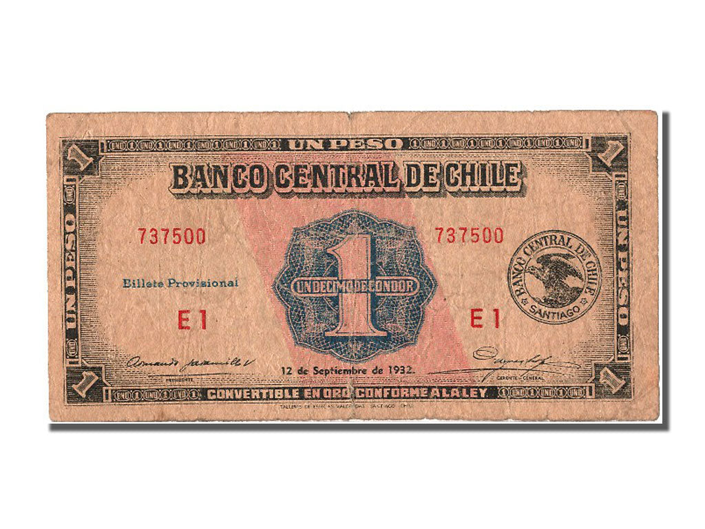 Cile, 1 Peso = 1/10 Condor, 1932, 1932-09-12, B