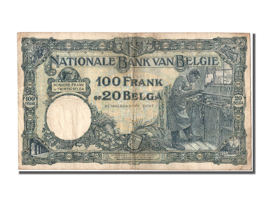 Geldschein, Belgien, 100 Francs-20 Belgas, 1928, 1928-08-18, S+