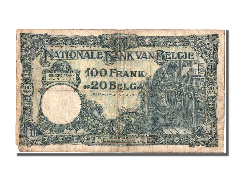 Banconote, Belgio, 100 Francs-20 Belgas, 1929, 1929-09-02, MB