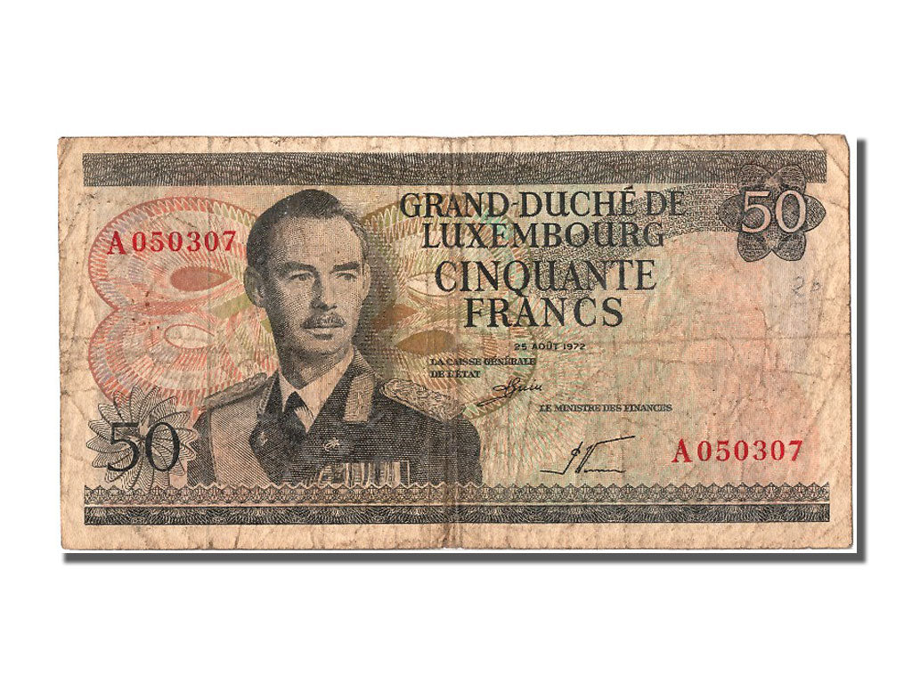 Luxembourg, 50 Francs, 1972, KM #55b, 1972-08-25, VF(20-25), A050307