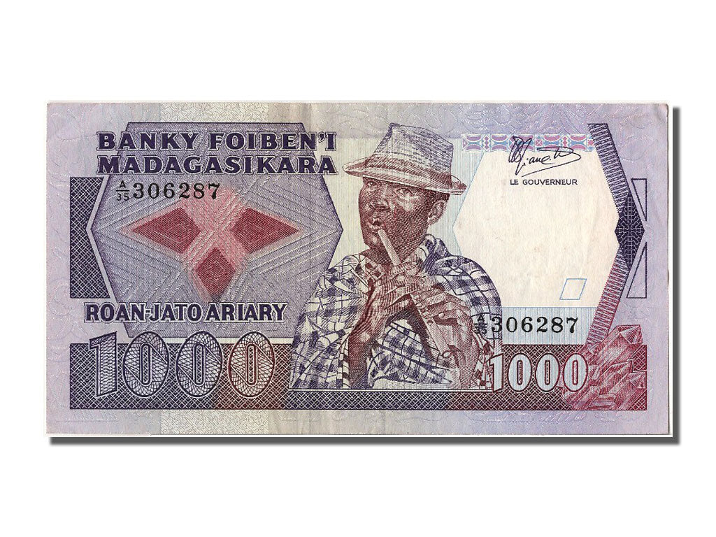 Madagascar, 1000 Francs = 200 Ariary, KM #68b, EF(40-45), A/35 306287