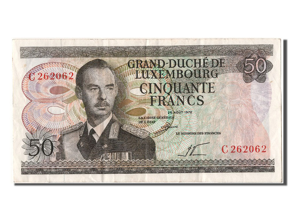 Luxembourg, 50 Francs, 1972, KM #55a, 1972-08-25, AU(50-53), C 262062