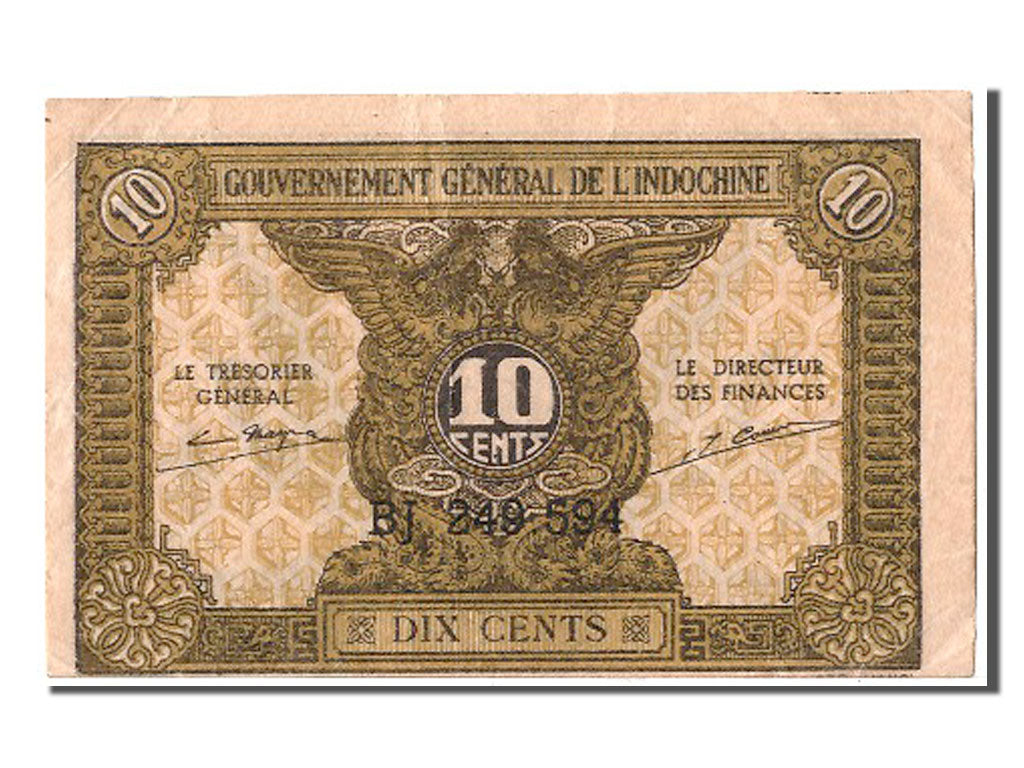 French Indo-China, 10 Cents, KM #89a, AU(50-53), BJ 249594