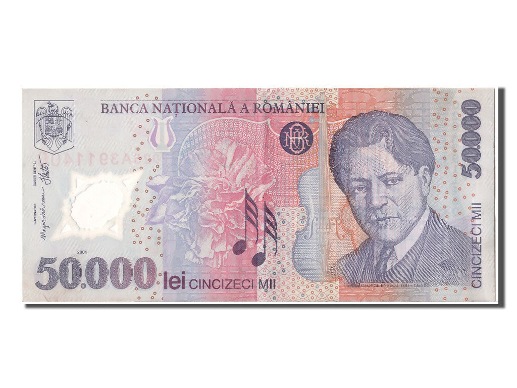 Romania, 50,000 Lei, 2001, KM #113a, UNC(63), 026A3911400