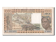 West African States, 1000 Francs, 1981, KM #707Kb, AU(55-58), K 451451 T.005