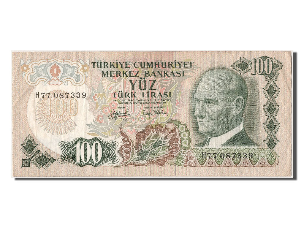 Turkey, 100 Lira, 1970, KM #189a, AU(50-53), H77087339