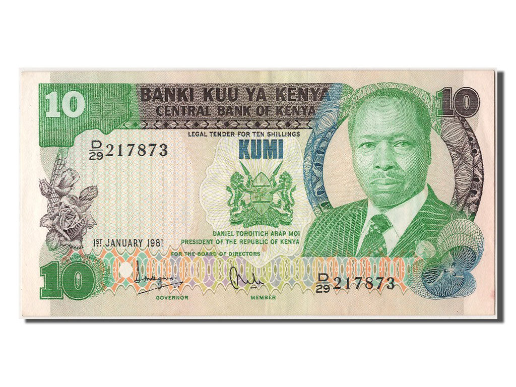 Kenya, 10 Shillings, 1981, KM #20a, 1981-01-01, AU(55-58), D/29 217873