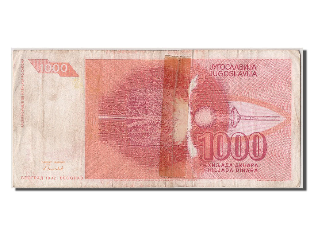 Billete, 1000 Dinara, 1992, Yugoslavia, RC