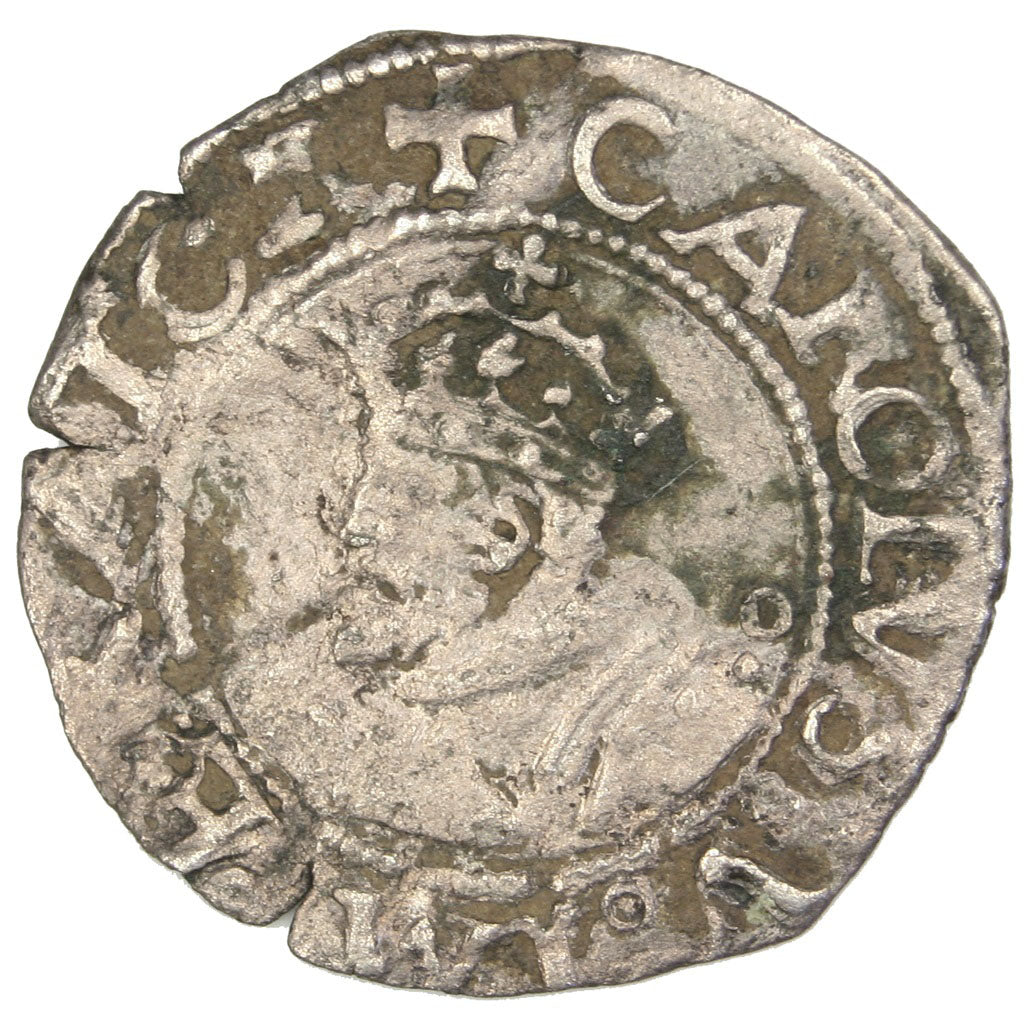 FRANCE, Demi Carolus, 1550, VF(30-35), Silver, Boudeau #1295, 0.66