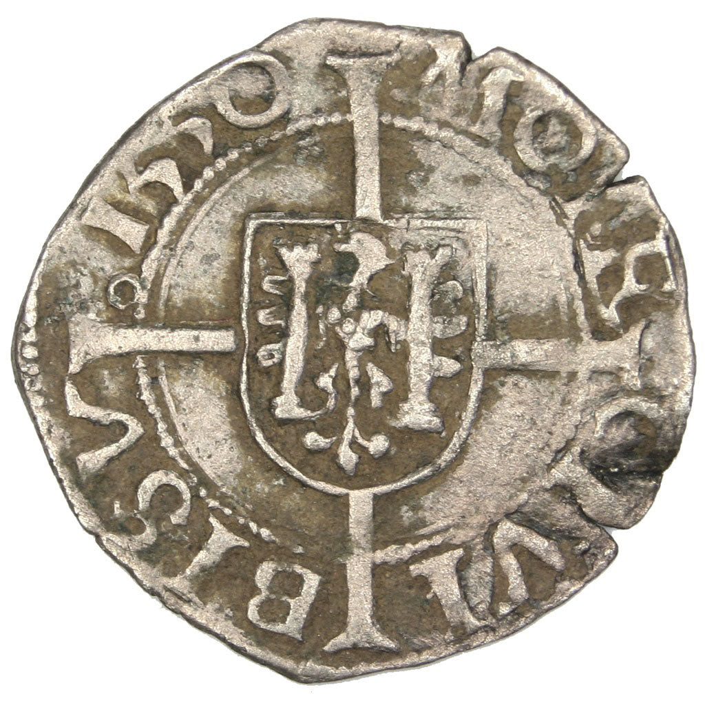 FRANCE, Demi Carolus, 1550, VF(30-35), Silver, Boudeau #1295, 0.66