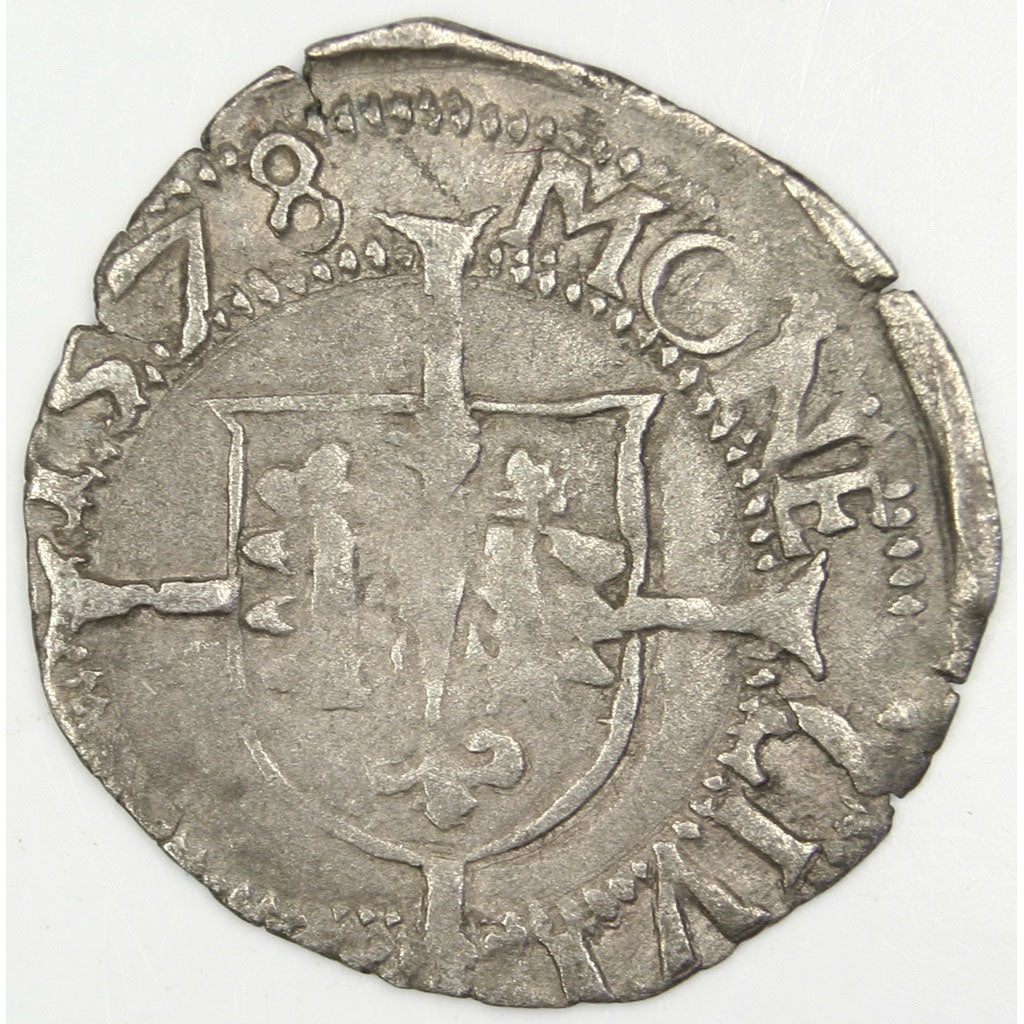 Francia, Demi Carolus, 1578, Besançon, MB, Argento, Boudeau:1295