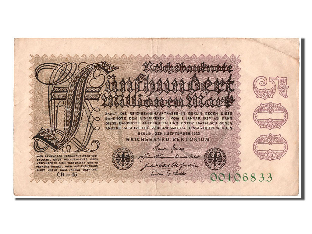 Banknote, Germany, 500 Millionen Mark, 1923, 1923-09-01, AU(55-58)