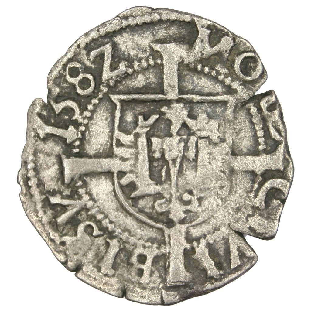 FRANCE, Demi Carolus, 1582, Besançon, VF(30-35), Silver, Boudeau #1295, 0.58