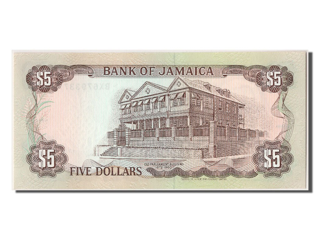 Jamaica, 5 Dollars, 1991, KM #70d, 1991-07-01, UNC(65-70), BX679337