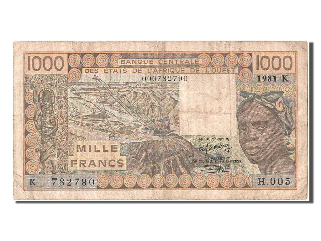 West African States, 1000 Francs, 1981, KM #707Kb, VF(30-35), K 782790 H005