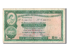 Hong Kong, 10 Dollars, 1977, KM #182h, 1977-03-31, VF(30-35), PL 591711