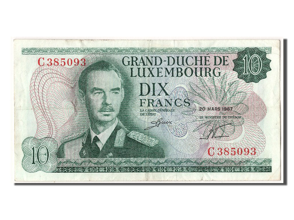 Luxembourg, 10 Francs, 1967, KM #53a, 1967-03-20, EF(40-45), C385093