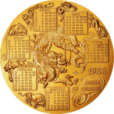 France, Medal, Calendrier Chinois, Année du Dragon, 1988, Oshio, MS(63), Bronze