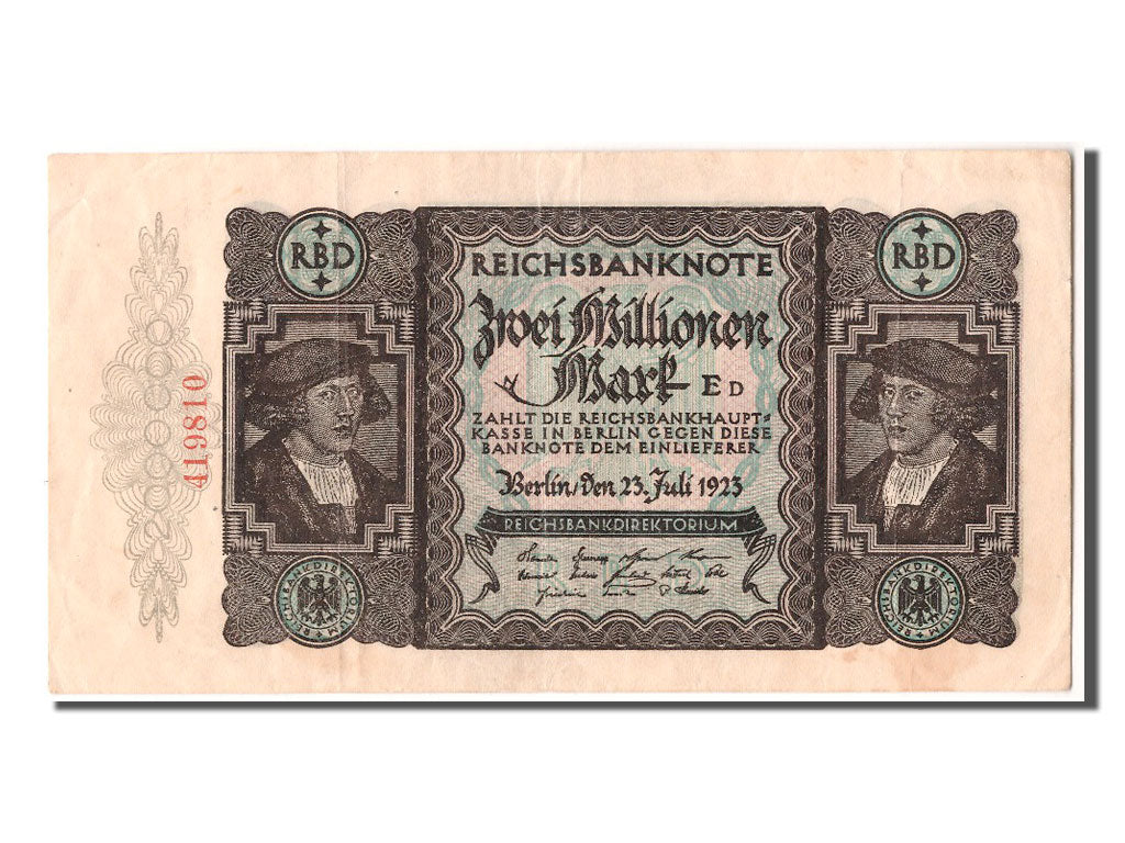 Banknot, Niemcy, 2 Millionen Mark, 1923, 1923-07-23, AU(55-58)