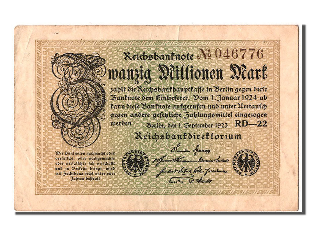 Billet, Allemagne, 20 Millionen Mark, 1923, 1923-09-01, SUP