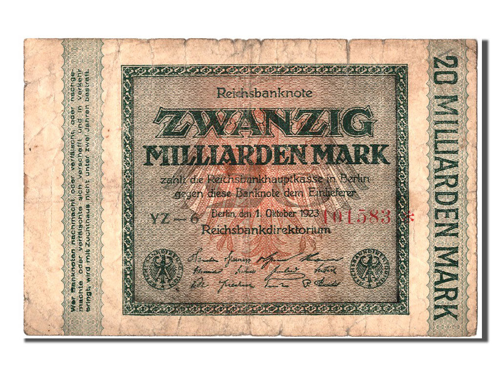 Banknote, Germany, 20 Milliarden Mark, 1923, 1923-10-01, VF(20-25)