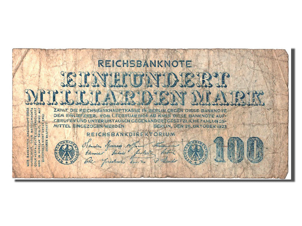 Billete, 100 Milliarden Mark, 1923, Alemania, BC