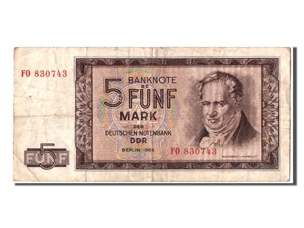 Billete, 5 Mark, 1964, República Democrática Alemana, BC+