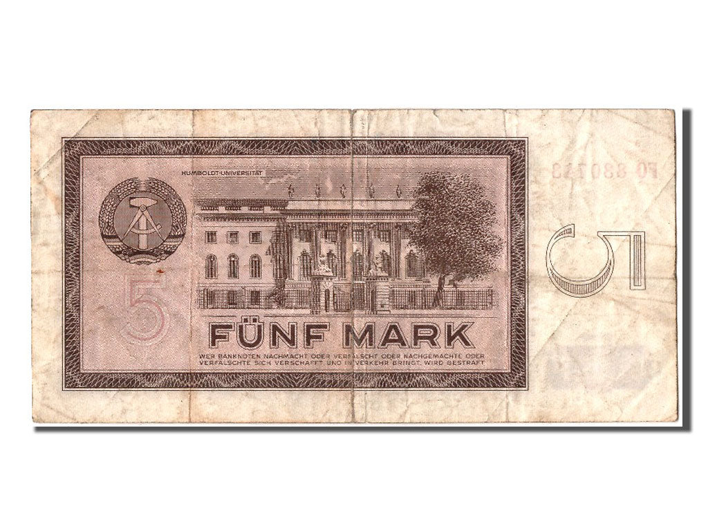 Billete, 5 Mark, 1964, República Democrática Alemana, BC+