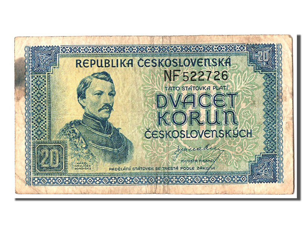 Czechoslovakia, 20 Korun, KM #61a, VF(20-25), NF522726