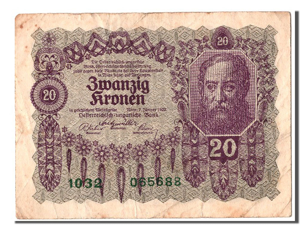 Austria, 20 Kronen, 1922, KM #76, 1922-01-02, EF(40-45), 1032 065688