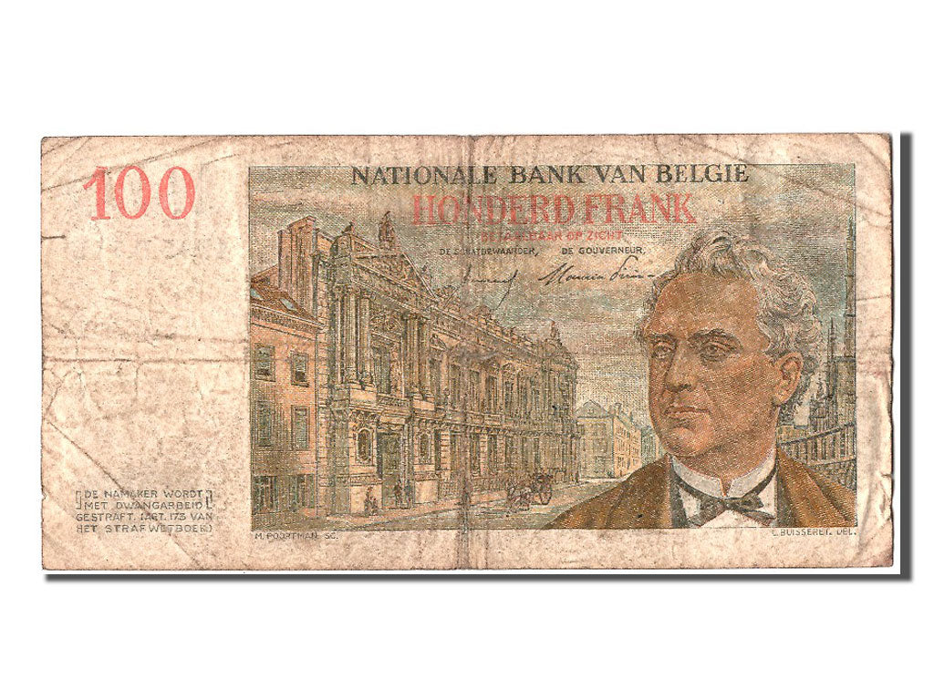 Belgium, 100 Francs, 1954, KM #129b, 1954-01-26, VF(20-25), 4765.D.753