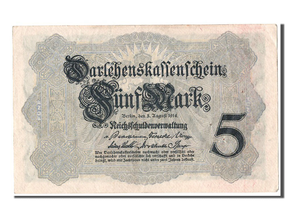 Germany, 5 Mark, 1914, KM #47c, 1914-08-05, AU(55-58), Y.11168791