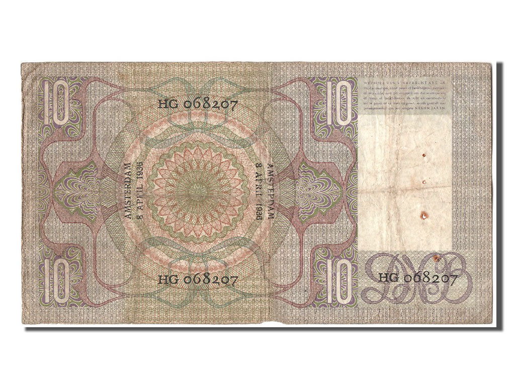 Banknote, Netherlands, 10 Gulden, 1936, 1936-04-08, VF(30-35)