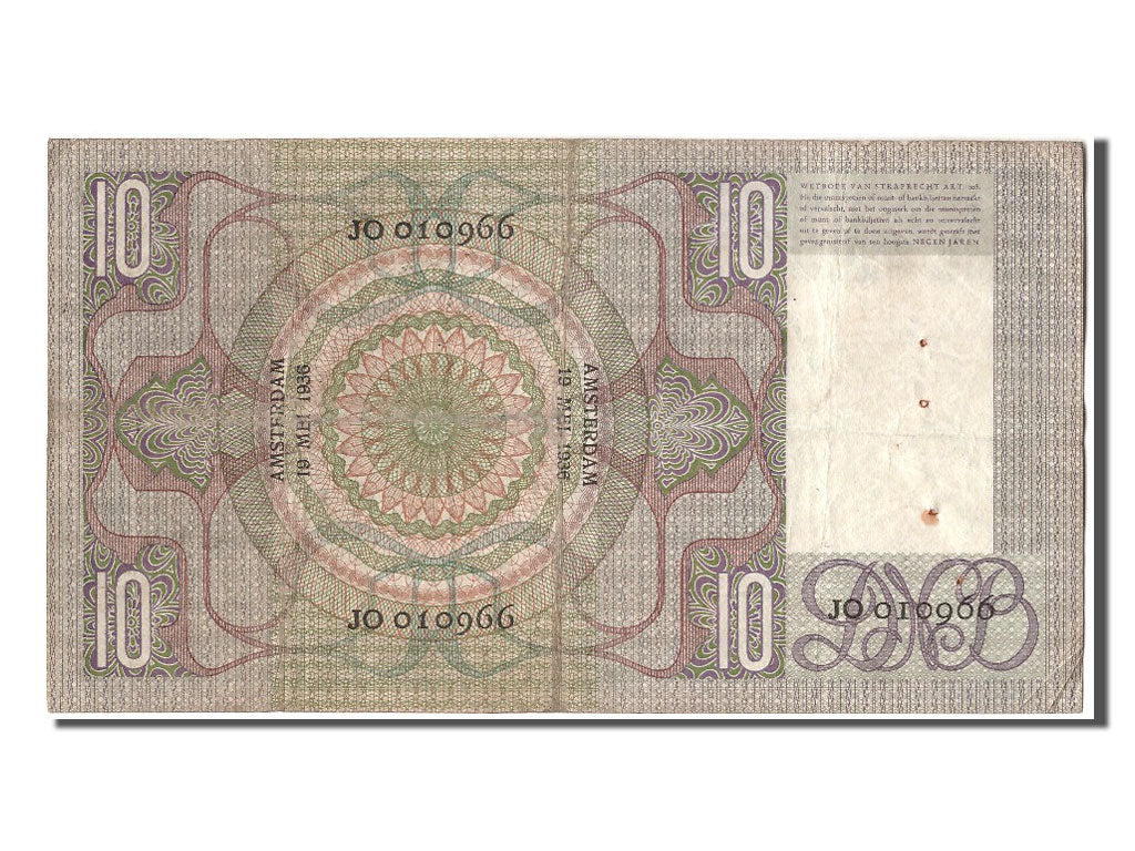 Banknote, Netherlands, 10 Gulden, 1936, 1936-05-19, EF(40-45)