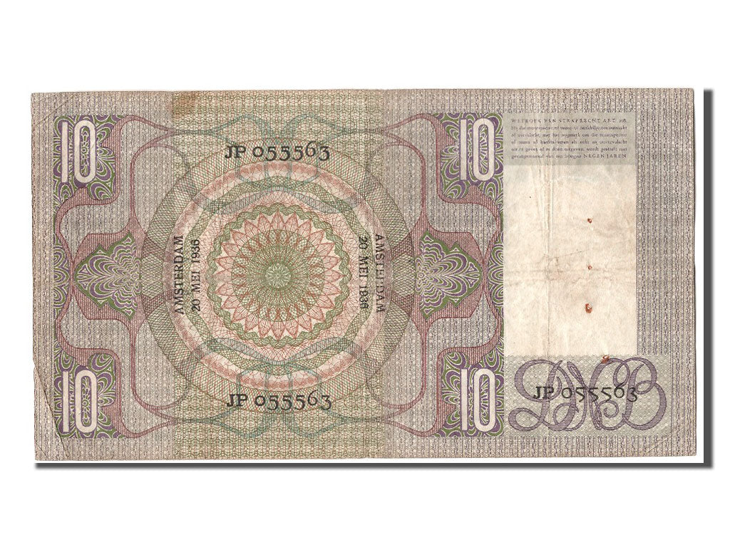 Banknote, Netherlands, 10 Gulden, 1936, 1936-05-20, EF(40-45)