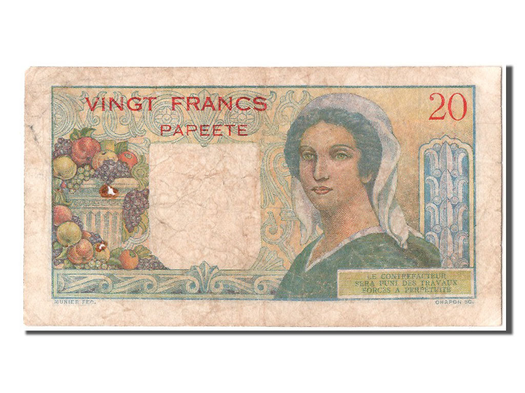 Tahiti, 20 Francs, KM #21c, VF(20-25), 062 T.111