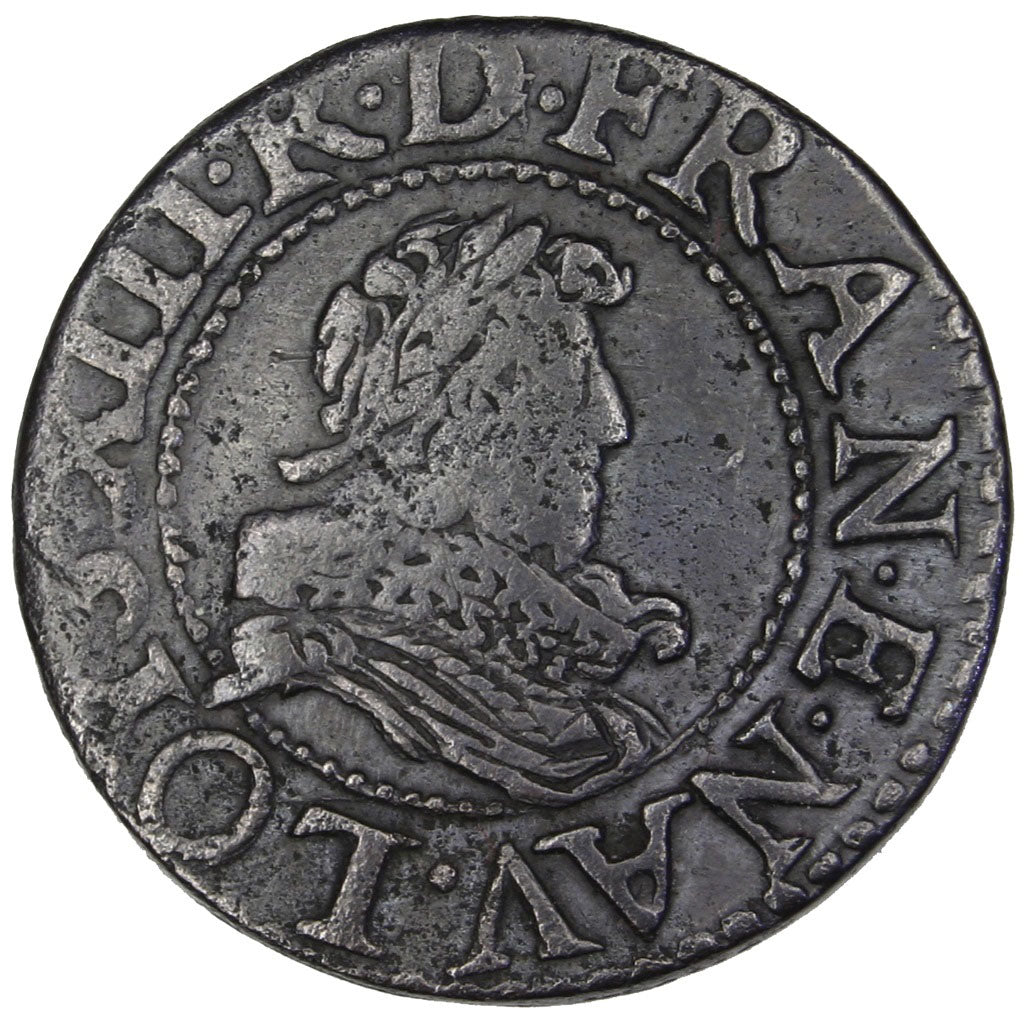 FRANCE, Denier Tournois, 1635, Tours, EF(40-45), Copper, CGKL #478, 1.80