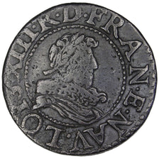 FRANCE, Denier Tournois, 1635, Tours, EF(40-45), Copper, CGKL #478, 1.80