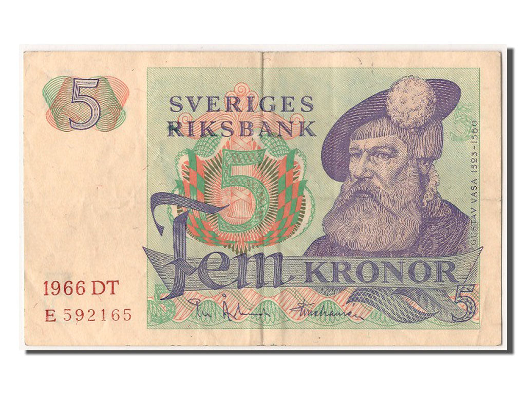 Sweden, 5 Kronor, 1966, KM #51a, EF(40-45), DT E 592165