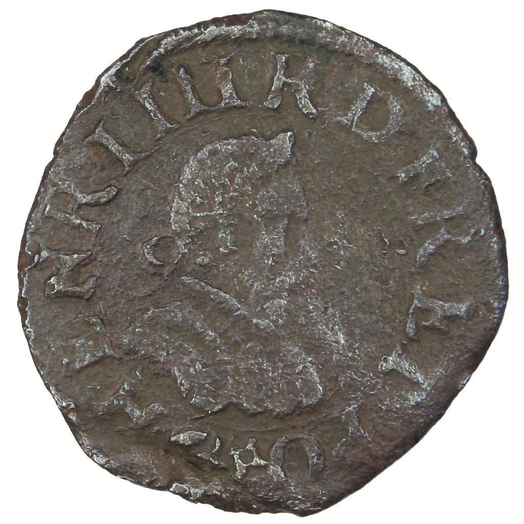 Coin, France, Denier Tournois, 1586, Poitiers, VF(20-25), Copper, CGKL:98