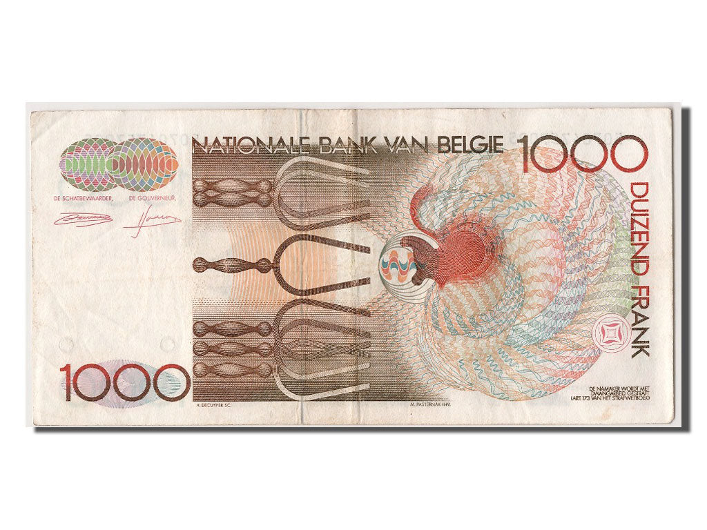 Banconote, Belgio, 1000 Francs, BB+