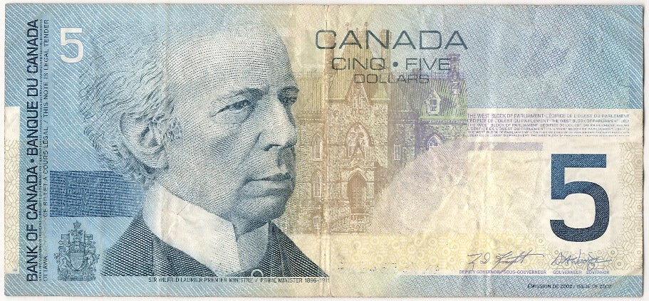 Canada, 5 Dollars, 2002, KM #101a, EF(40-45), ANV5584288