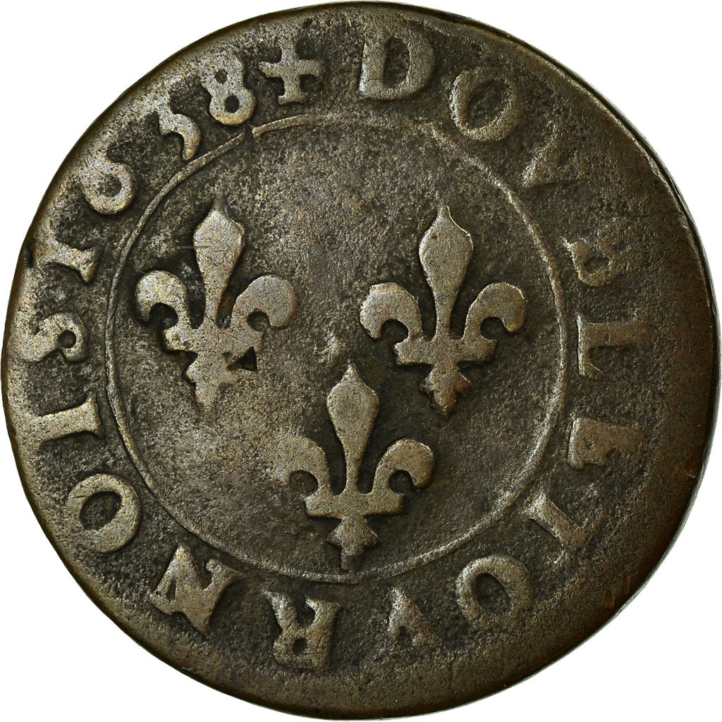 Coin, France, Louis XIII, Double Tournois, 1638, VF(20-25), Copper, CGKL:520